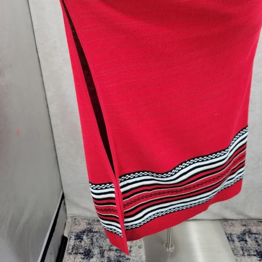 Jones New York Red Striped Women's Poncho - Picture 6 of 11